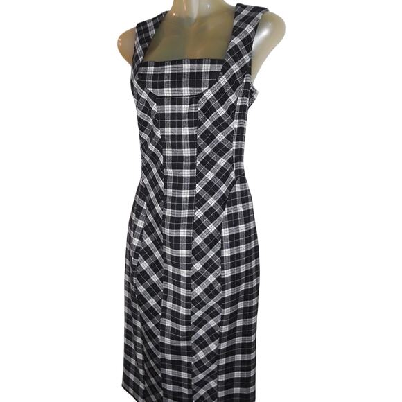 Dolce & Gabbana Sz 42 Vintage 1996 Black & White Tartan Plaid Dress - Picture 6 of 13